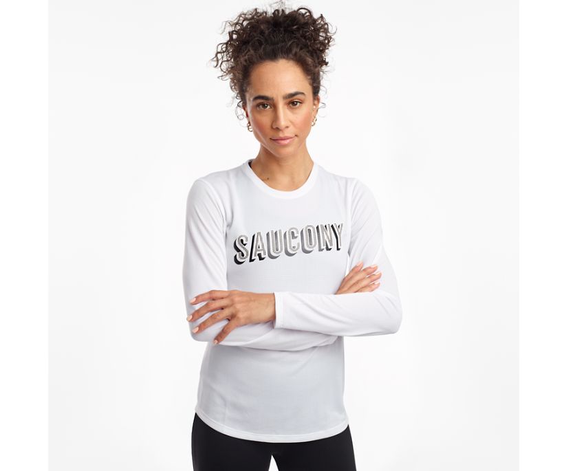 Női Saucony Stopwatch Long Sleeve Ingek Fehér | HU 561LIS